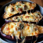 Aubergines gratinées mozzarella olives