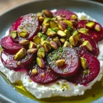 Feta battue, betteraves, pistaches