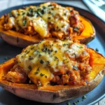 Patate douce farcie au poulet