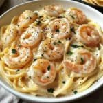Pâtes crémeuses ail crevettes