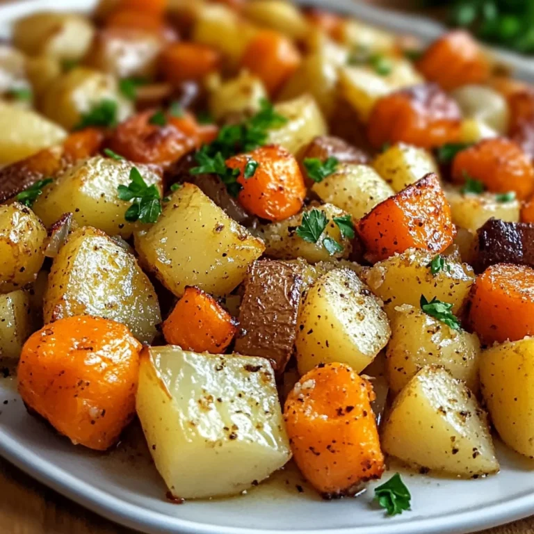 Oignons, Carottes et Pommes de Terre Rôtis au Four