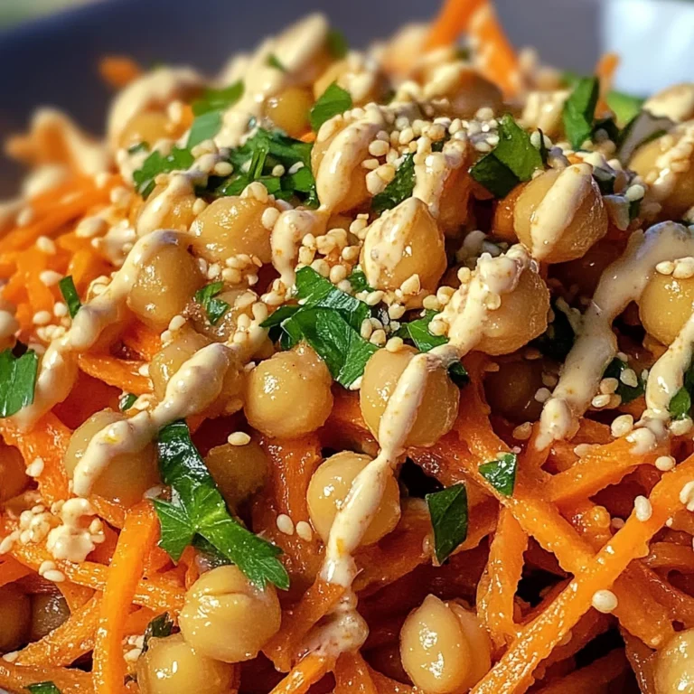 Salade de Carottes Épiciées et de Pois Chiches avec Sauce Tahini 