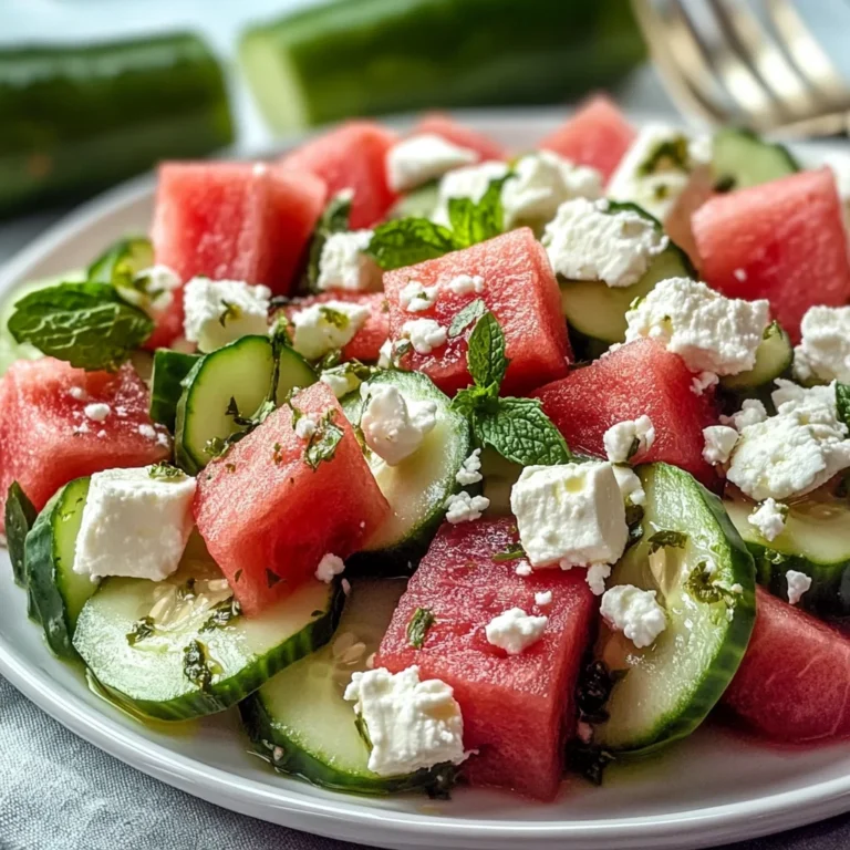Salade de pastèque, concombre et feta