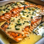 Saumon au four avec sauce crémeuse au beurre et citron