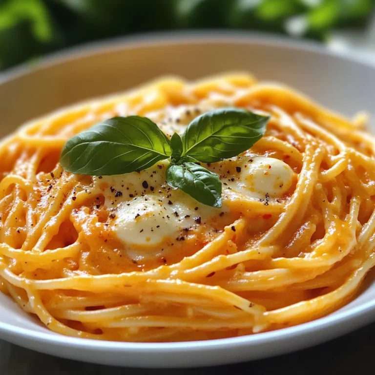 Spaghetti à la Crème de Poivron Rouge et Mozzarella