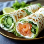 Wraps au fromage frais, concombre et saumon fumé